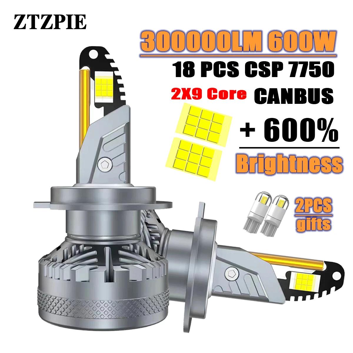 ZTZPIE LED  CSP 7750  ڵ Ʈ Ȱ, 6000K HB3 HB4 9005 9006 H1 H7 H4 H11 , 18 ھ 600W 300000LM